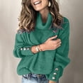 thumbnail image 1 of Babysbule Chandails pour Femmes Liquidation Mode Col Roulé Uni pour Femmes Manches Longues Style Ample Tricot Hauts Blouse pour Dames, 1 of 8