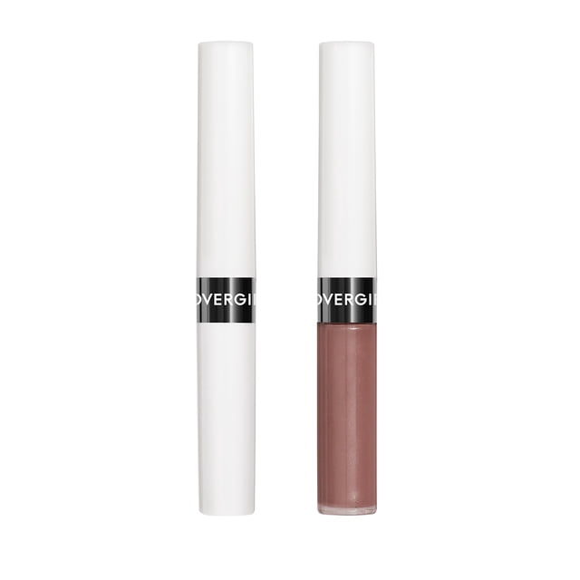 COVERGIRL Outlast All-Day Lip Color Custom Nudes, Long-lasting Coverage, Two-step System, Moisturizing Formula, Transfer-resistant, 100% Cruelty-Free front-facing view of the two-step lip system showing a pigmented color base tube beside a clear moisturizing topcoat; packaging highlights up to 24-hour transfer-resistant, kiss-proof wear and moisturizing finish. Often used as a longwear base for layered looks or quick touch-ups.