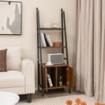thumbnail image 2 of Costway 4-Tier Ladder Shelf Industrial Bookcase with Cabinet Metal Frame for Living Room, 2 of 10