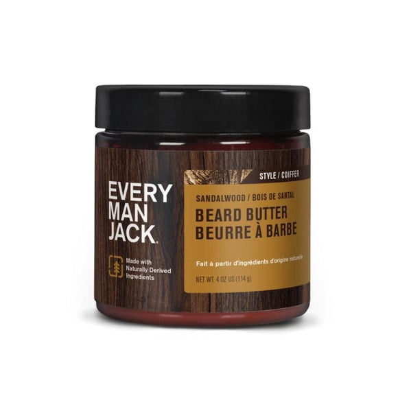 Every Man Jack Beard Butter - Sandalwood | 114 Grams | Naturally Derived, Parabens-free, Pthalate-free, Dye-free, and Certified Cruelty Free