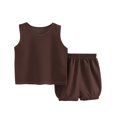 thumbnail image 2 of Gilet pour Garçons, Ensembles de Mode Garçons Décontractés Sans Manches Hauts Col Rond Col Bouton Shorts Imprimés, 2 of 3