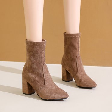 Amzcrzy Bottes Mi-Mollet pour Femmes Bottes à Talons Hauts pour Femmes Bottines Confortables Chaussures Décontractées Bottes pour Femmes Chaussures pour Femmes Bottes pour Femmes Bottes pour Dames Chaussures pour Femmes Bottes pour Dames