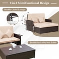 thumbnail image 4 of Gymax Lit de Jour en Rotin avec Auvent Supérieur Rétractable Tables d'Appoint Coussins pour Terrasse Beige, 4 of 4