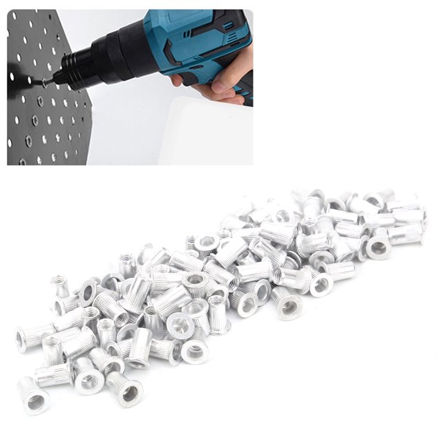 Pull Riveting Nuts, 100 Pcs Aluminum Galvanized Flat Head Threaded Insert Nut Vertical Hardware Accessories