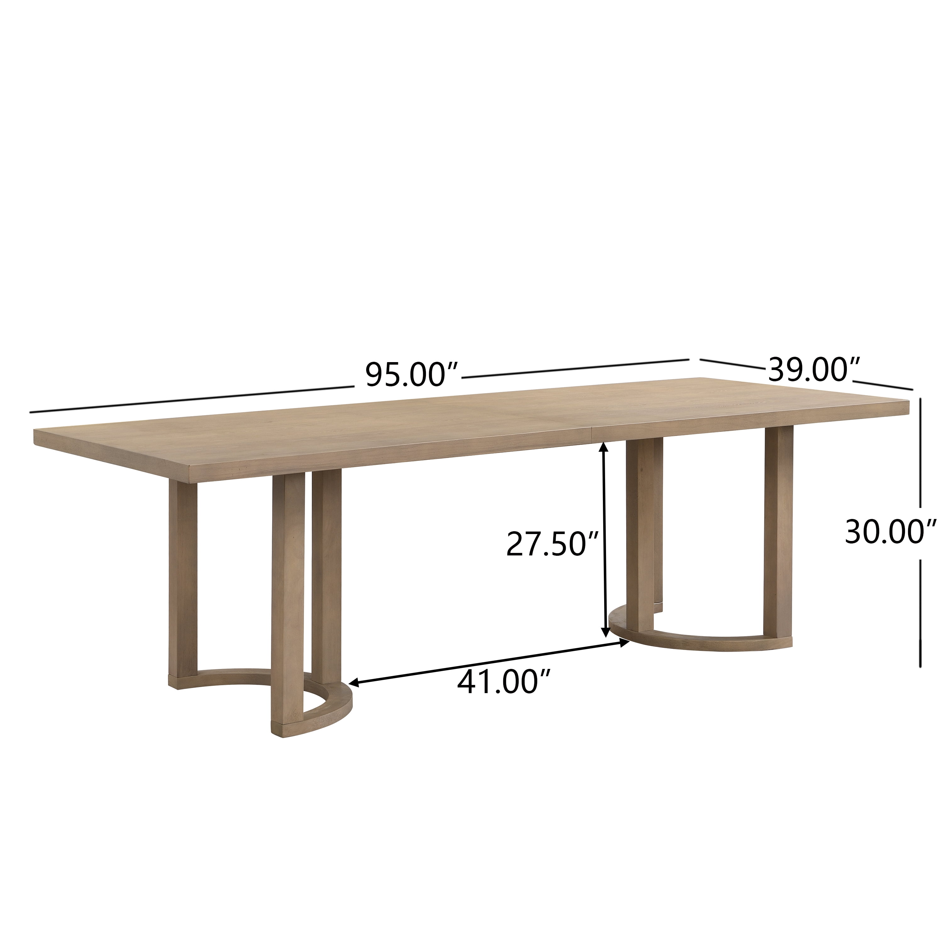 Noble House 95" Modern Dining Table,Rectangular U-Shaped Trestle Base,Light Ash