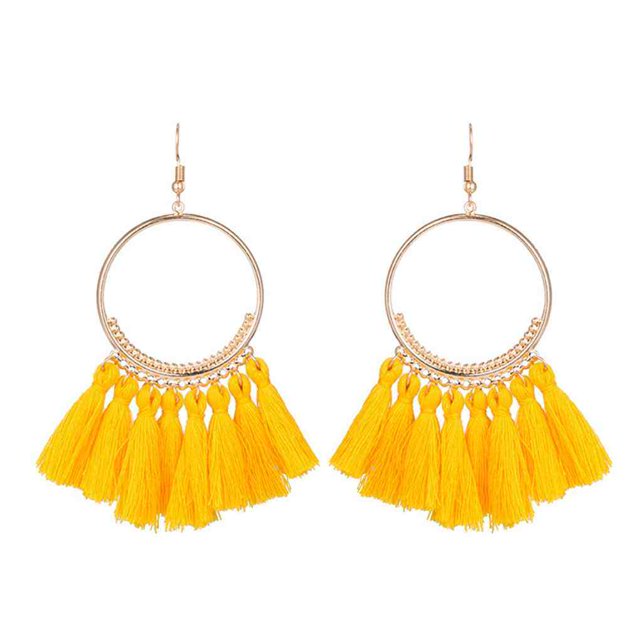 serony Women Fashion Bohemian Ethnic Fringed Tassel Earrings Golden ...