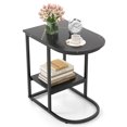 thumbnail image 1 of Gymax Table d'Appoint en Forme de C Compacte à 2 Niveaux, Table de Bout de Rangement pour Petit Espace, Noir, 1 of 9