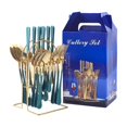 thumbnail image 1 of mmirethe 24x Stainless Steel Tableware Set Gift Idea For Friends And Loved Ones Sturdy And Durable Flatware green gold, 1 of 6