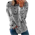 thumbnail image 1 of IROINID Liquidation Hauts pour Femmes Grande Taille Imprimé Manches Longues Confortable Respirant T-Shirt à Col Rond Hauts, Gris, 1 of 8