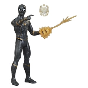 Marvel Spider-Man 6-Inch Mystery Web Gear Black and Gold Suit Spider-Man Action Figure, Includes Mystery Web Gear Armor Accessory and Character Accessory, Ages 4 and Up