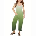 thumbnail image 1 of RXIRUCGD Girls Casual Jumpsuits Gradient Print Sleeveless Summer Rompers Long Pants With Pockets For 5-14 Years( Green, Size:7 Years ), 1 of 6