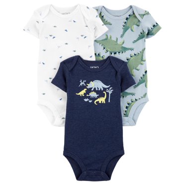 Carter's Child of Mine Lot de 3 bodys dinosaures bleus pour bébé garçon