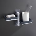 thumbnail image 1 of Wall Mounted Soap Holder | 1-4 Layer Rotatable Soap Storage Box with Self-Adhesive Suction Cups for Bathroom & Kitchen | Gray Plastic Soap Dispenser Organizer, 1 of 8