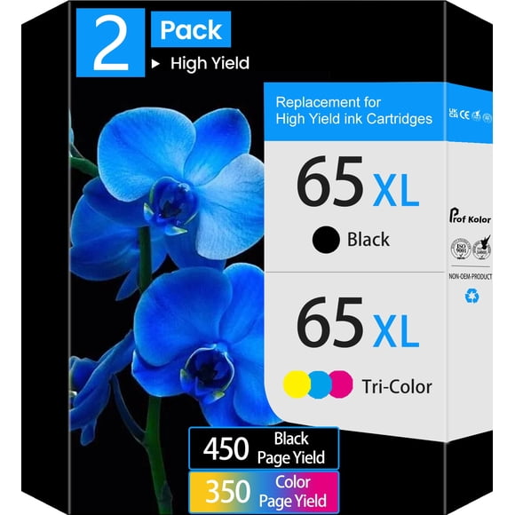 InnkX 65xl 65 Ink Cartridges Compatible for Printer Ink HP 65 Black and Tri-Color Printer Ink HP 65 Ink Cartridges 2 Pack