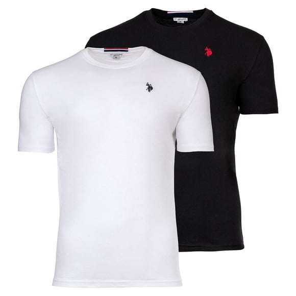 U.S. POLO ASSN. men's T-shirt pack of 2 - round neck, embroidered logo, cotton White/Black L (Large)