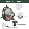 thumbnail image 2 of Watercolor Flower Pattern Students Backpack - Artistic Floral and Hummingbird Illustration, Lightweight and Comfortable for School and Outdoor Activities, 2 of 6