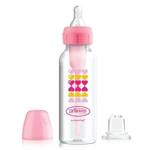 Dr. Brown's Natural Flow Anti-Colic Options+ Narrow Sippy Bottle Starter Kit, /, with Level 3 Medium-Fast Flow Nipple and 100% Silicone Soft Sippy Spout, 6m+, Pink, 1 pack