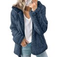 thumbnail image 1 of Innerwin Veste Unie pour Femmes Automne à Manches Longues avec Capuche Bleu 2TG, 1 of 5