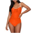 thumbnail image 1 of Diufon Swimsuit for Women Summer Beach Solid Color Crewneck Bathing Suits Casual Tight Bikini Swimwear, 1 of 6