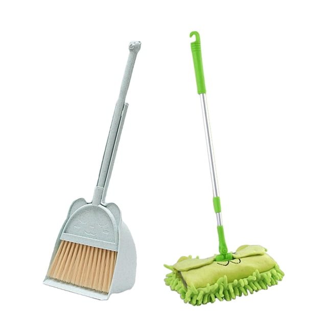 Mop Little Housekeeping Helper Set Household Mini Kids Broom and Dustpan Set Blue