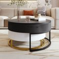 thumbnail image 3 of Noble House Round Lift-top Nesting Coffee Tables with 2 Drawers, White and Black, 3 of 9