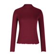 thumbnail image 4 of MeetoTime Long Sleeve Tops for Women Basic Long Sleeve Mock Neck Stretch Ribbed Slim Bottom Shirt S-3X, 4 of 6