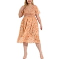 thumbnail image 1 of GRACE & GRANDEUR Robes Midi Évasées Élégantes à Smocks à Fleurs pour Femmes Grande Taille2X Blanc, 1 of 6