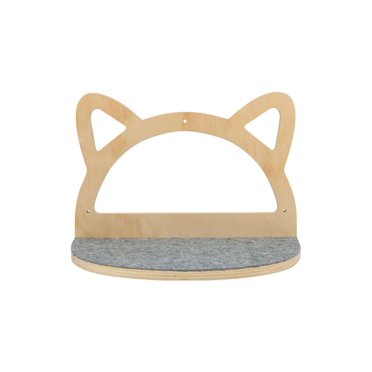 1pc Wall-Mounted Cat Scratching Post, Cat Face Design Cat Climbing Frame With Felts, Wooden Cat Furniture For Playing, Climbing And Resting, Easy To A