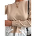 thumbnail image 2 of DYMADE Women Lace Frill Ruffle Tops Blouse Ladies Casual Jumper T-Shirts Crew Neck Tee, 2 of 5