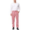 thumbnail image 2 of INSPIRE CHIC Men's Striped Dress Pant Classic Fit Flat Front Business Work Prom Trousers 34 Red White, 2 of 7