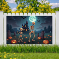 thumbnail image 5 of Spooky Scene Halloween Banner Gothic Theme Pumpkin Lantern Skeleton Design Cemetery Setting for Halloween Party Event Decor, 5 of 5