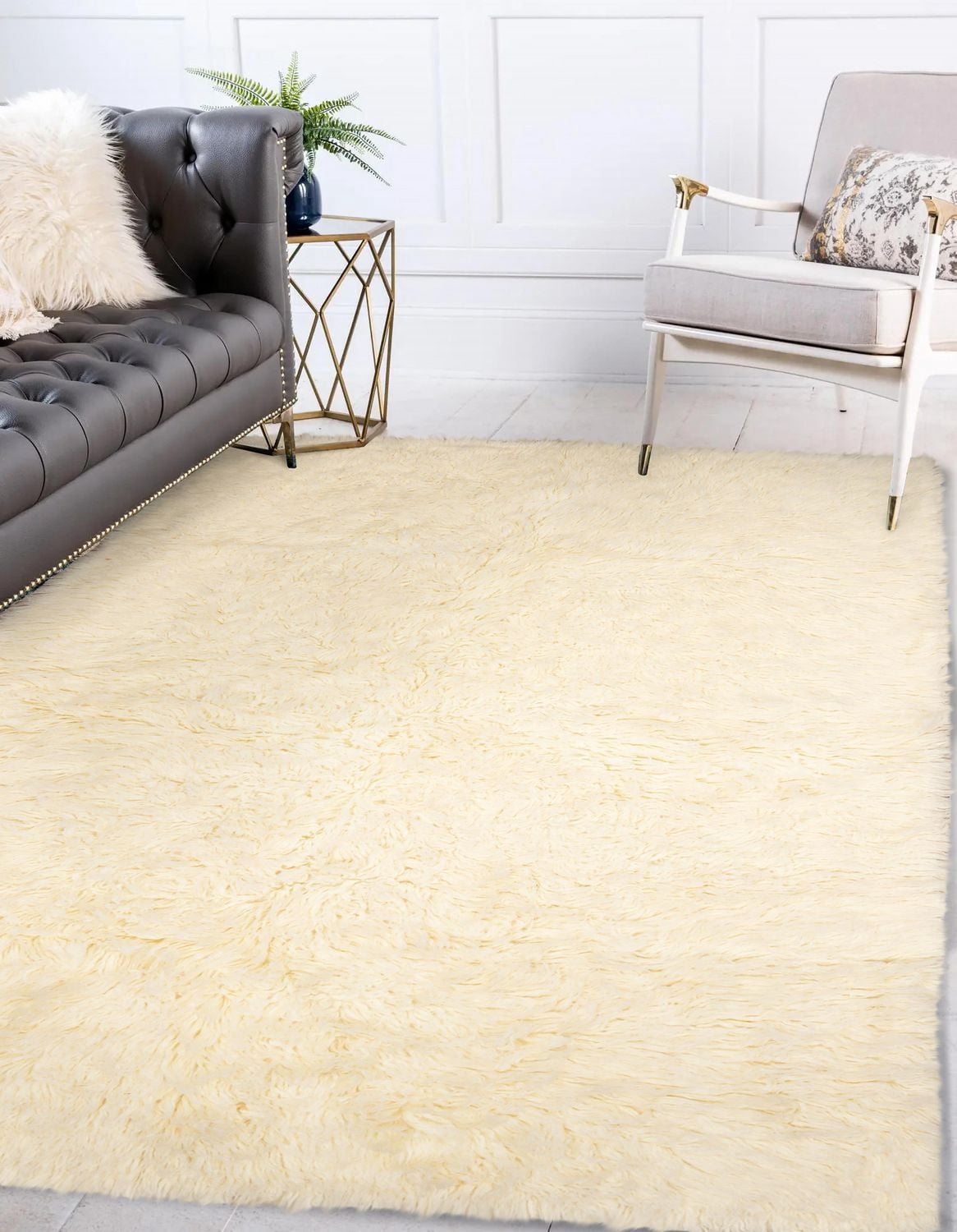 3A Flokati 2000gr 4' x 6' Area Rug, Natural