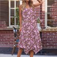 thumbnail image 4 of Ovzne Robes pour Femmes Robe Femme Imprimé Sans Manches Poche Ourlet Irrégulier Col Rond Robe Grande Taille Robe Imprimée Liquidation, 4 of 5