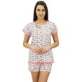 thumbnail image 1 of Bimba Ensemble de Nuit Mignon pour Femmes en Coton, Haut Boutonné avec Short, 1 of 7