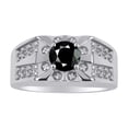 thumbnail image 1 of RYLOS Men's Rings Sterling Silver Designer Starburst 7MM Round Gemstone &  Sparkling Diamond Ring Onyx October  Size 10, 1 of 7