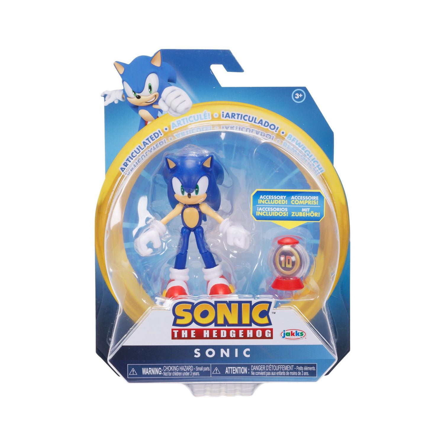 Figurine Sonic de 4 pouces – Sonic avec boite a objet super anneau