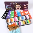 thumbnail image 4 of Watercolor Paint Palette Set 12 Colors Set Professional Face Split Cakes with 11 Paintbrushes+11 Stencils+2, 4 of 8