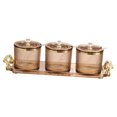thumbnail image 2 of 3 Pieces Stylish Simple Condiment Canisters Pots Set with Spoon Lid and Base Brown, 2 of 8