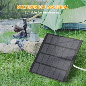 Solar 1.5W 6V Portable Solar Charger Waterproof Solar Panel Charger for Camping with USB Interface for Charging Mobile Phones Power Banks Mini Fans LED Light