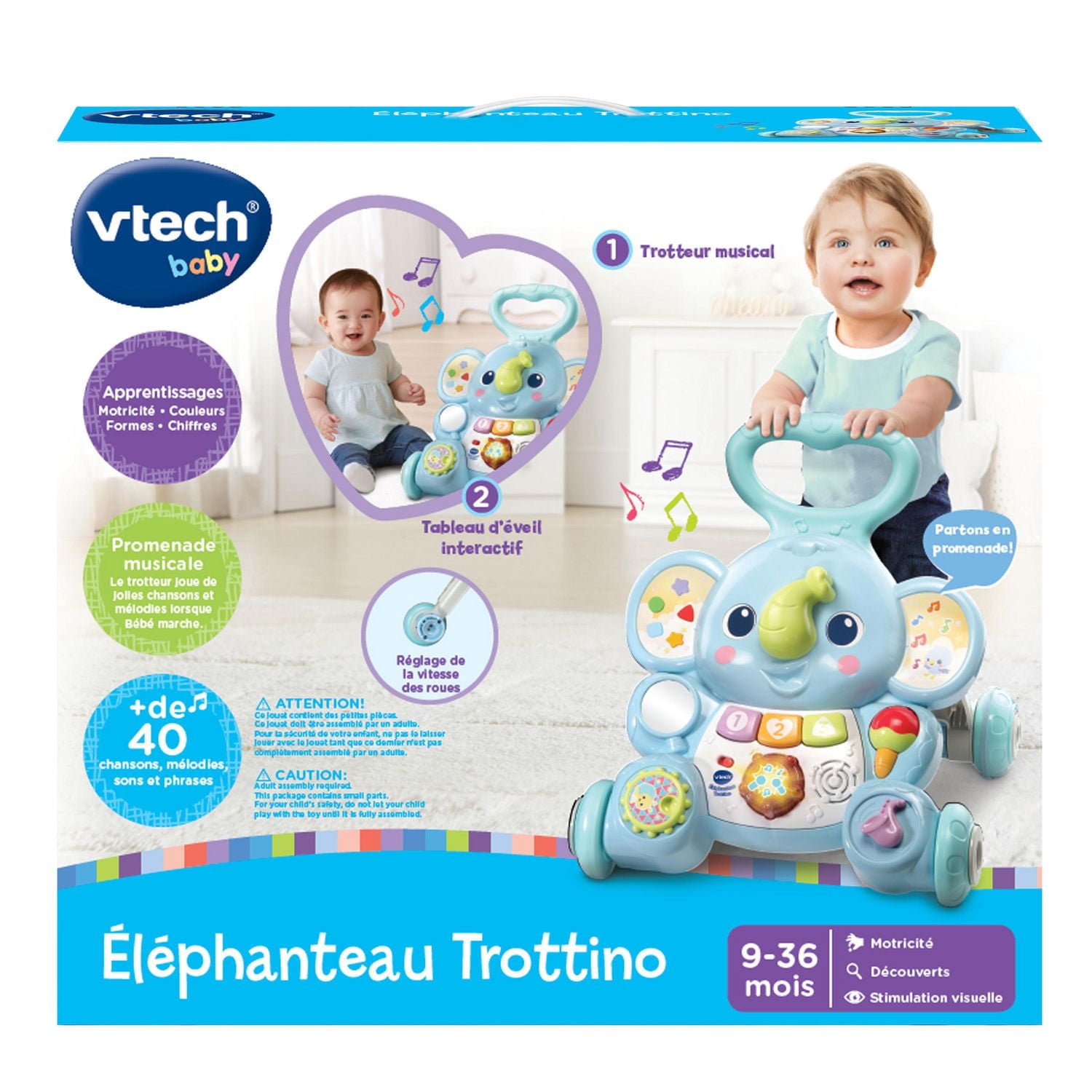 VTech Toddle & Stroll Musical Elephant Walker™ - French Version - Walmart Exclusive