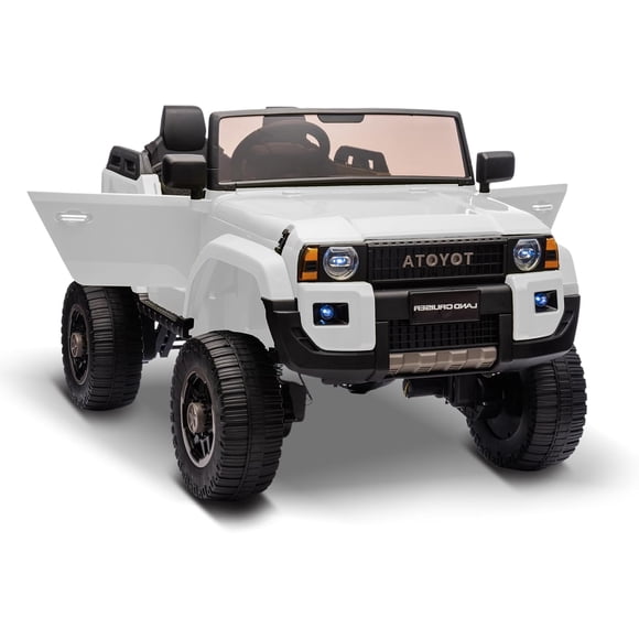 2-Seater Licensed Toyota LC250 Electric Ride-On Truck 24V 4WD/2WD Remote Control 400W Motors LED Lights White