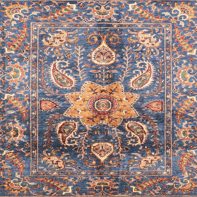 Ahgly Company Indoor Square Abstract Rosy Purple Abstract Area Rugs, 4' Square