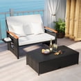thumbnail image 2 of Gymax Patio Rattan Daybed Set w/Cushioned Loveseat & Storage Ottoman for Porch Outdoor White, 2 of 10
