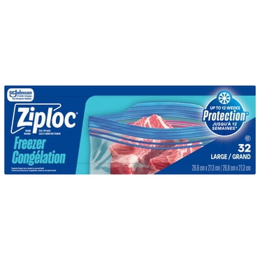 Ziploc® Sacs pour Congélateur avec Technologie Qui Reste Ouverte, Grand Format, 32 Sacs