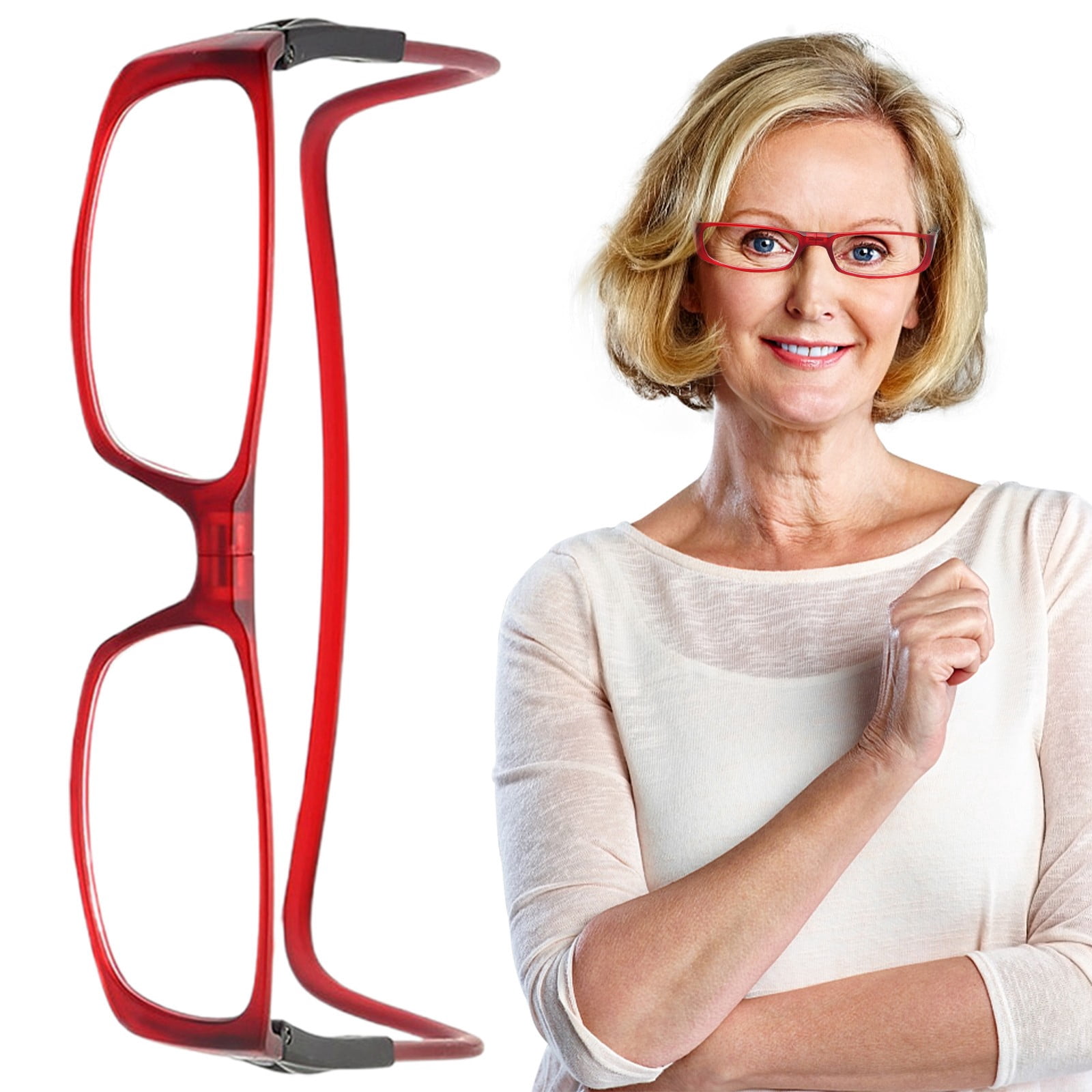 AKEGAMN Clearance! Click Adjustable Front Connect Reading Eyeglasses Full Rim Glasses Experience Unparalleled Comfort For Your Daily Reading Needs! Click - Adjustable Feature：These reading glasses c