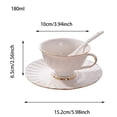 thumbnail image 3 of Glass&Bottle Coffee Cup Set 180 Ml with Saucer and Spoon in White with Gold Trim Non Body Design for Daily Use at Home and Café Settings Easy to Clean and User Friendly, 3 of 8