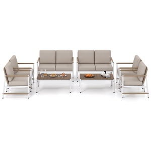 Gymax Set Of 8 Patio Furniture Set Patio Loveseat Sofa w/ 2 Coffee Table 4 Single Couch