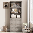 Yiwa 70 Inch Tall Bookcase with 3 Storage Drawers, Wooden Bookshelf ...