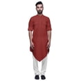 thumbnail image 3 of Atasi Kurta Asymétrique Chemise Décontractée Boutonnée Coton Kurta Décontractée Homme, 3 of 5