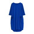 thumbnail image 4 of LSLJS Womens Pocket Loose Dress Ladies Neck Casual Long Tops Dress Plus Size, 4 of 4